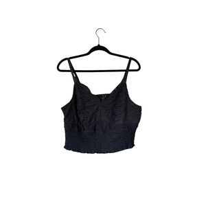 Torrid Black‎ Lace Smocked Goth Crop Top Size 0 (L / 12) NWT